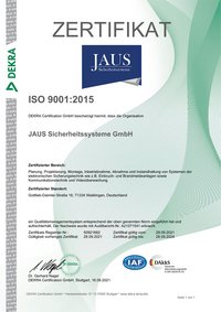 Zertifikat Qualitätsmanagementsystem 